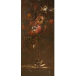 19th century Continental School, oil on wooden panel, Still life of flowers in a vase, 57 x 26cm,