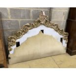 An acanthus carved and stripped bed headboard, width 150cm