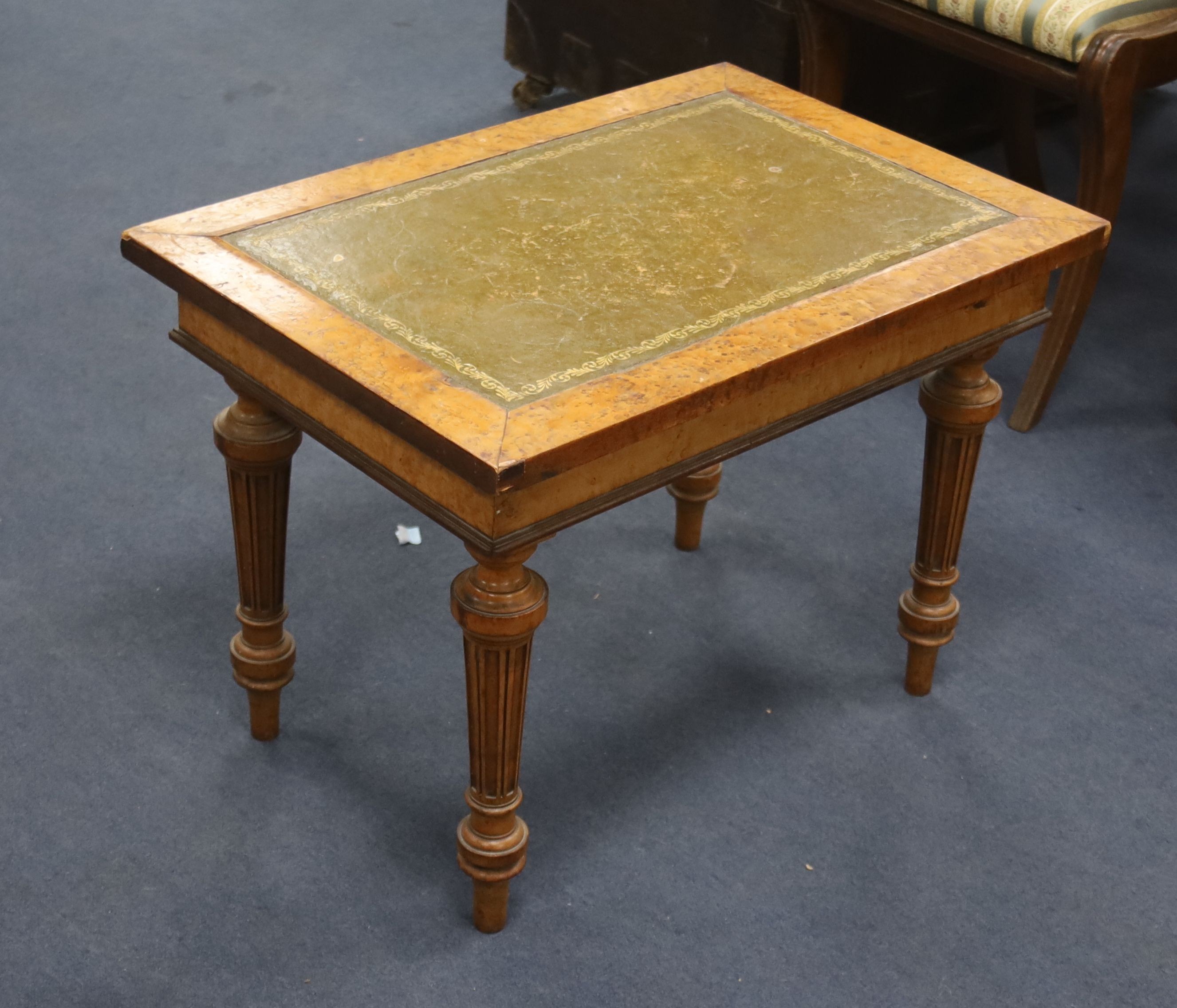 A Victorian bird's eye maple veneered leather-topped rectangular topped occasional table (ex bidet), - Image 3 of 3