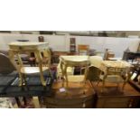 Three Italian gold painted parcel gilt serpentine bedside tables, largest 152cm, depth 32cm,