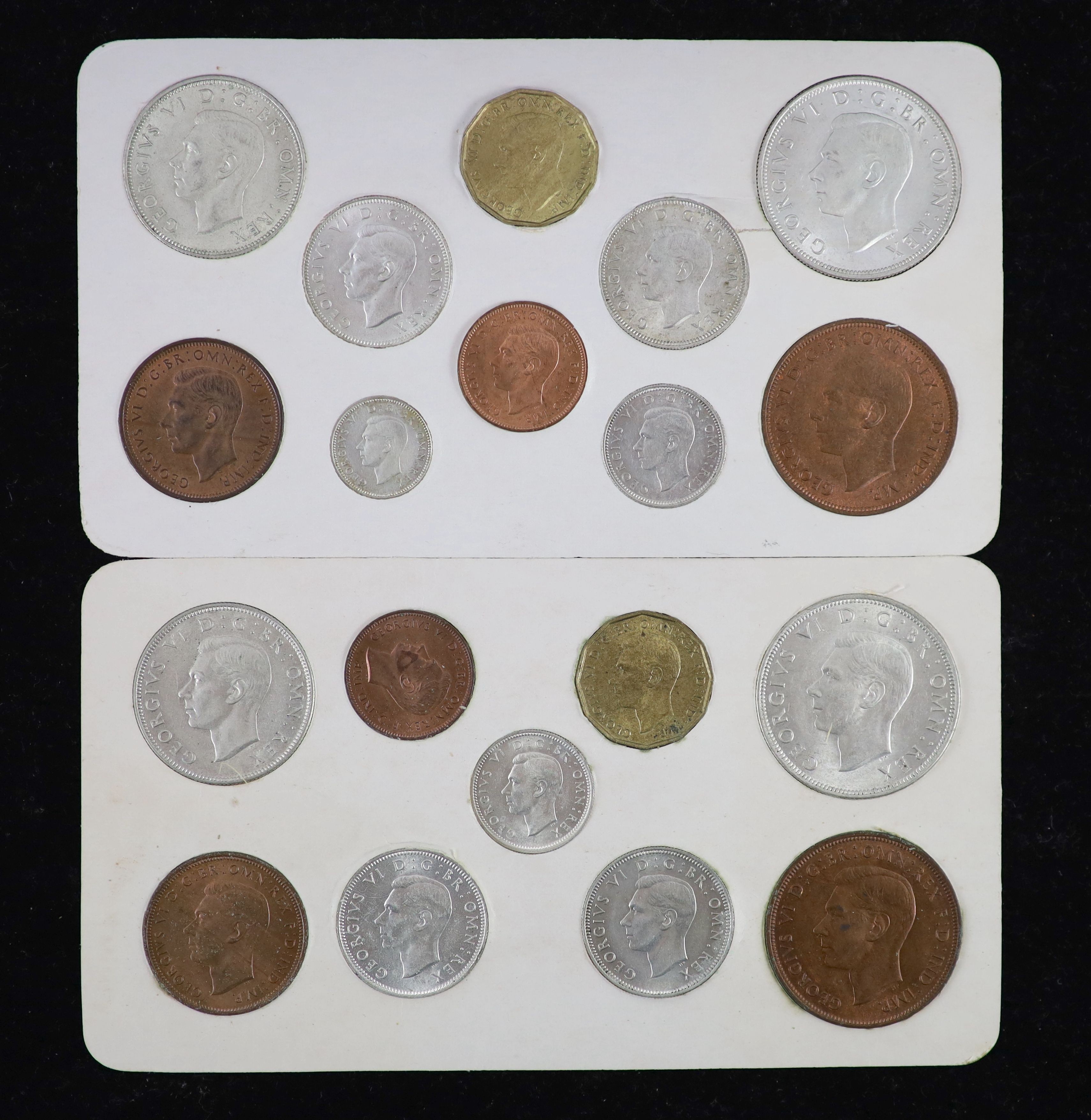 George VI specimen coin sets for 1944 and 1945, including the rare 1944 silver threepence, first - Image 4 of 8