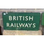 A vintage British Railways green and white rectangular enamel sign, width 91cm, height 46cm