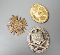 A WW2 German Army / Waffen-SS General Assault Combat Badge in Silvered brass and a Third Reich Wound