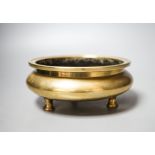 A Chinese bronze censer, ding, Xuande mark, 18th / 19th century, diameter 16.6cm, height 6.7cm