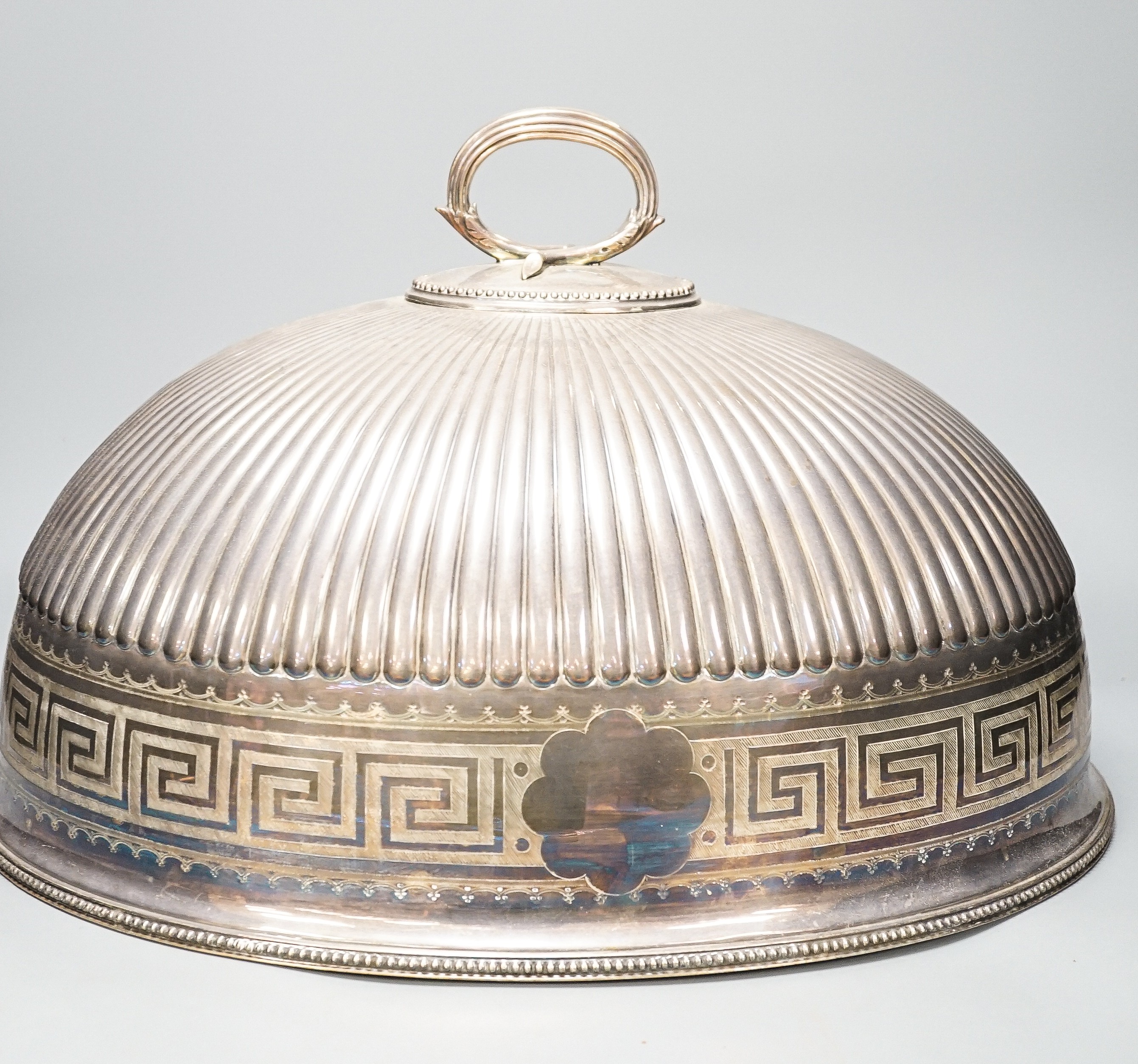 A large ribbed silver plated cloche/meat cover, 35 cms high including handle. - Image 2 of 3