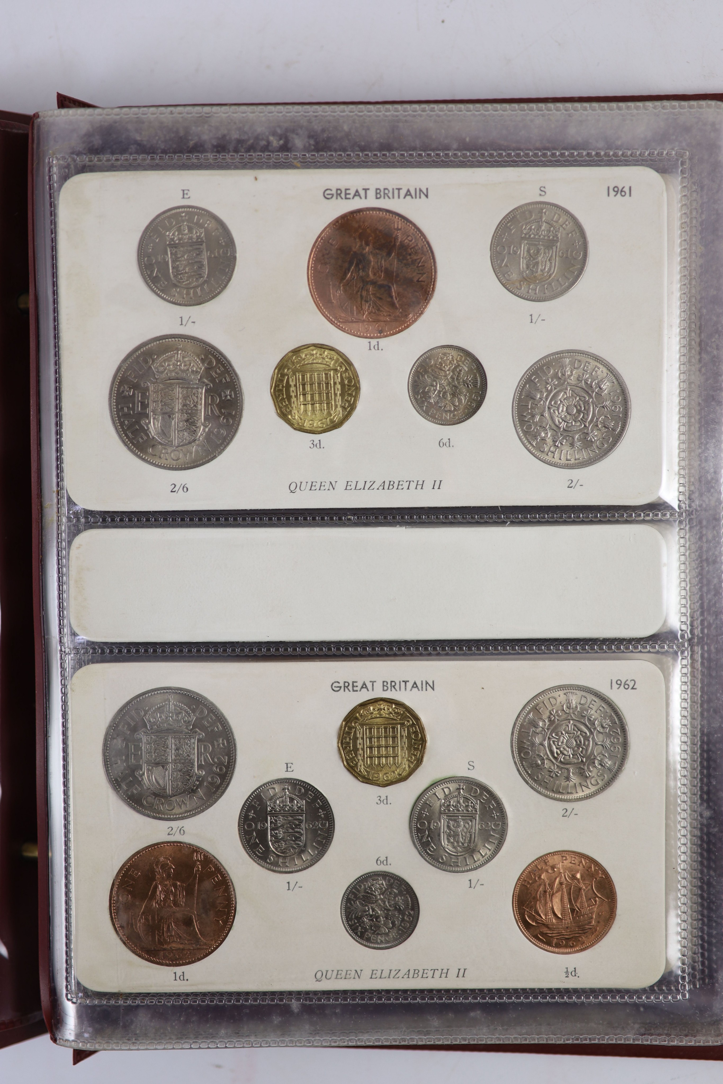 Queen Elizabeth II pre-decimal specimen coin sets for 1953 - 1967, first and second issues, all EF/ - Image 16 of 34