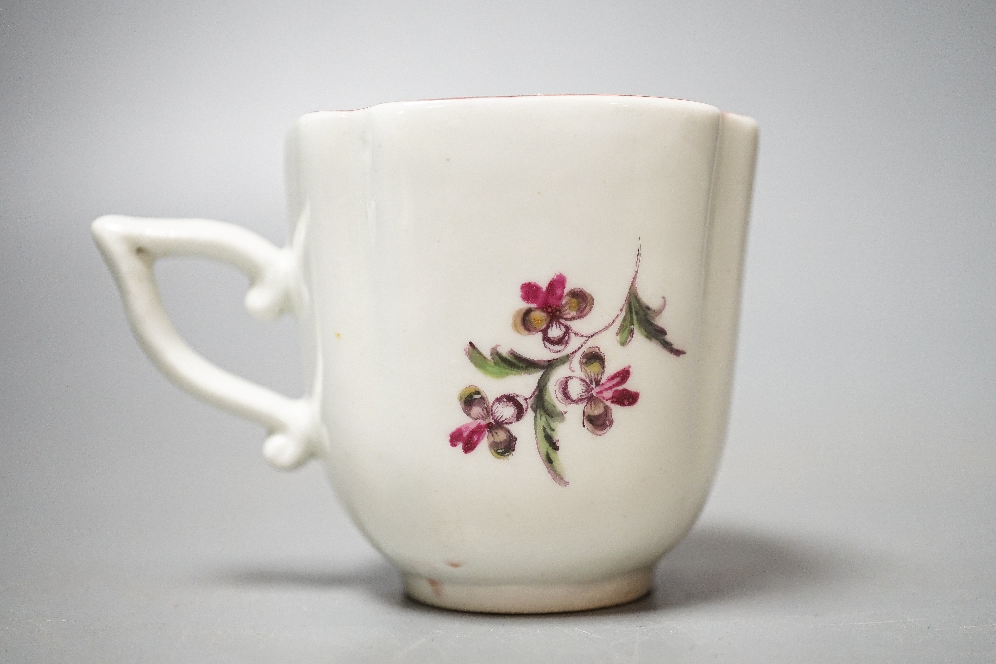 A Derby coffee cup, c.1758, wishbone shaped handle, height 5.7cm - Image 3 of 5