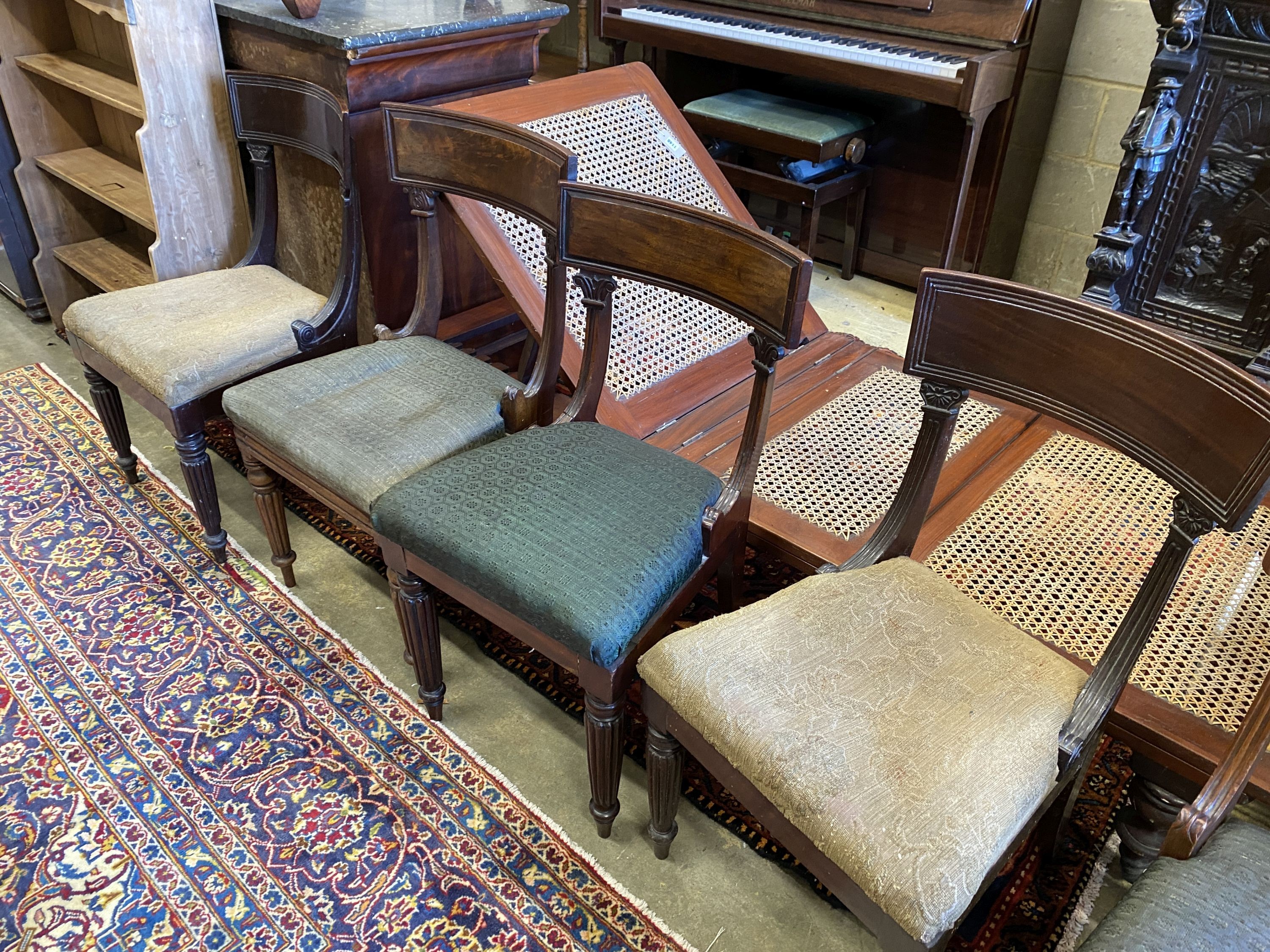 A harlequin set of eight early Victorian mahogany dining chairs - Image 4 of 4