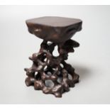 A Chinese carved hardwood stand 10.5cm