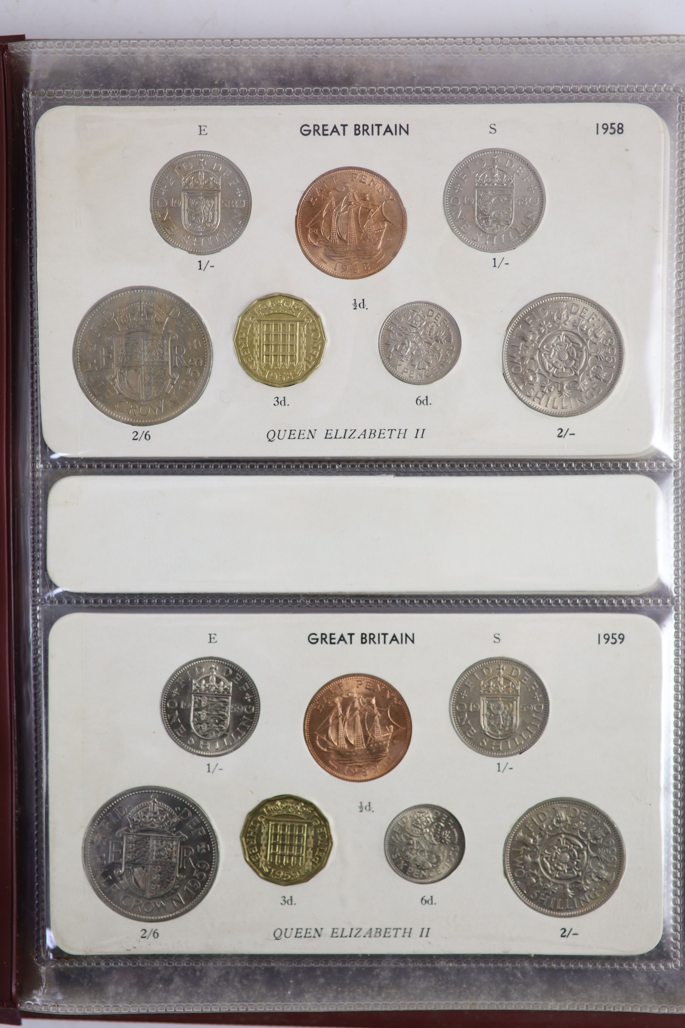 Queen Elizabeth II pre-decimal specimen coin sets for 1953 - 1967, first and second issues, all EF/ - Image 12 of 34