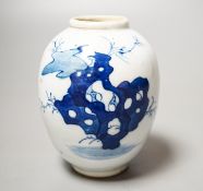 A small Chinese blue and white 'boys' vase 10cm