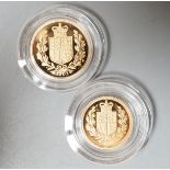 A Royal Mint gold proof sovereign, 2002, cased with certificate and a similar half sovereign (2)