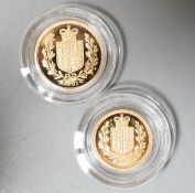 A Royal Mint gold proof sovereign, 2002, cased with certificate and a similar half sovereign (2)