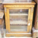 A Victorian inlaid walnut pier cabinet, width 80cm depth 33cm height 106cm