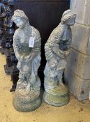 A pair of reconstituted stone garden ornaments, height 82cm