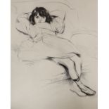 Jacques Villon (1875-1963), drypoint etching, Girl reclining on a sofa, signed, 46/50, 48 x 37cm