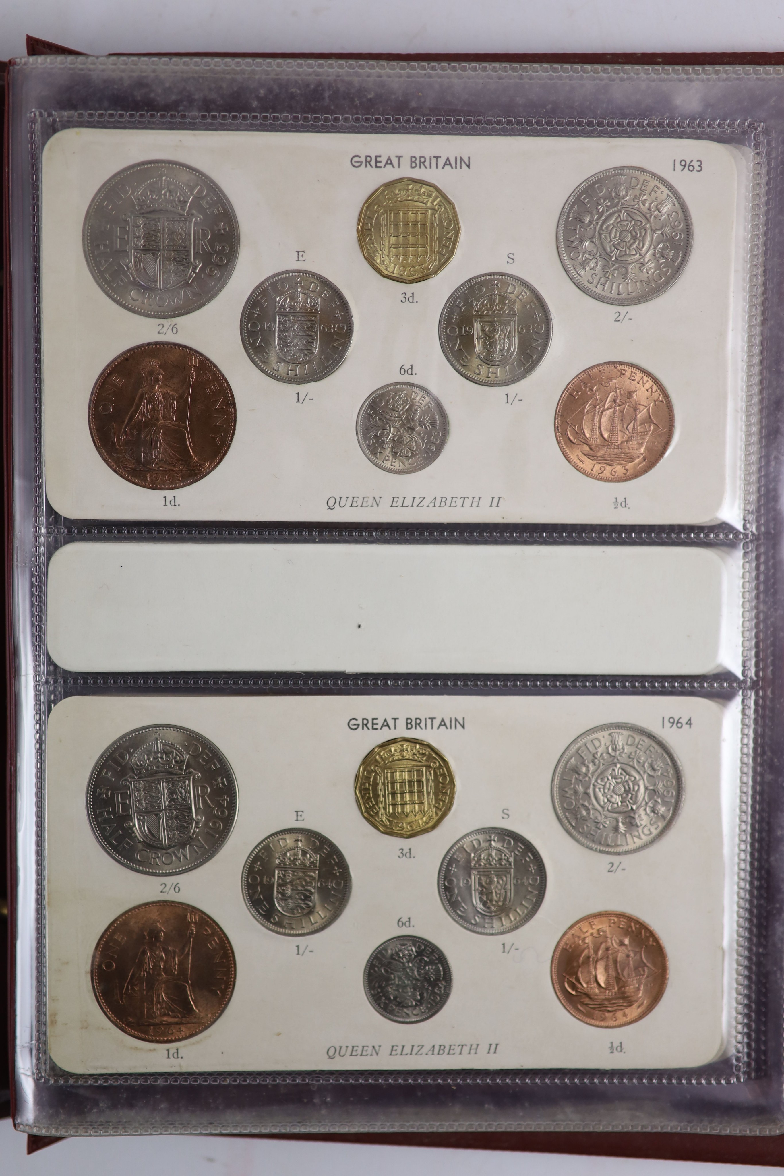 Queen Elizabeth II pre-decimal specimen coin sets for 1953 - 1967, first and second issues, all EF/ - Image 18 of 34
