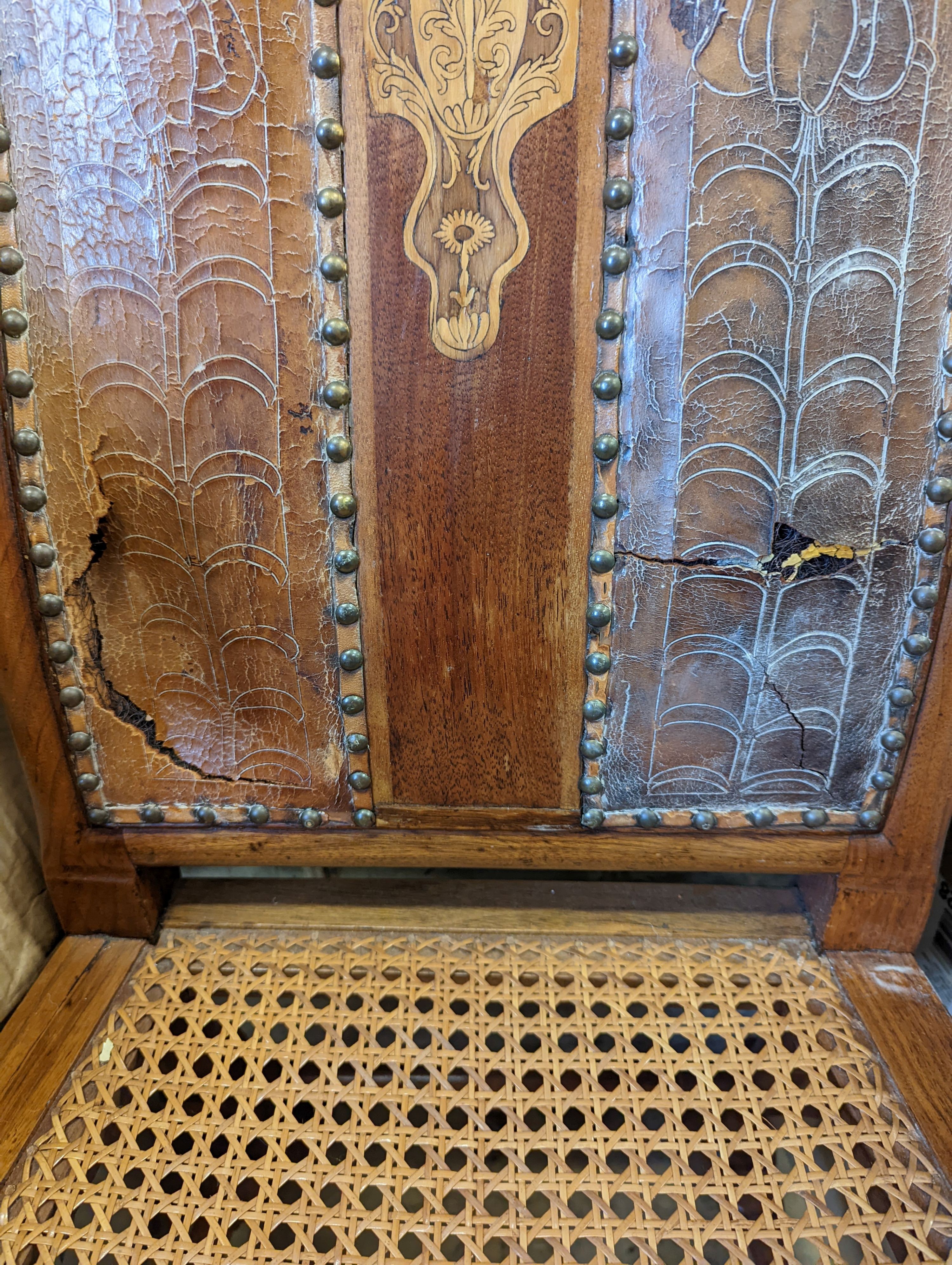 A pair of Dutch marquetry inlaid cane seat walnut dining chairs - Image 10 of 10