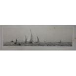 Rowland Langmaid (1897-1956), drypoint etching, Yacht racing in the Solent, signed in pencil, 8.5