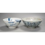 2 Chinese blue and white bowls, 15 cms diameter.
