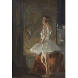 S. Byatt, oil on board, The Dancer, signed, with label verso, 34 x 24cm