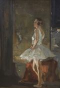 S. Byatt, oil on board, The Dancer, signed, with label verso, 34 x 24cm