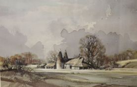 Rowland Hilder (1905-1993), limited edition colour print, Kentish scene, signed in pencil, 45 x