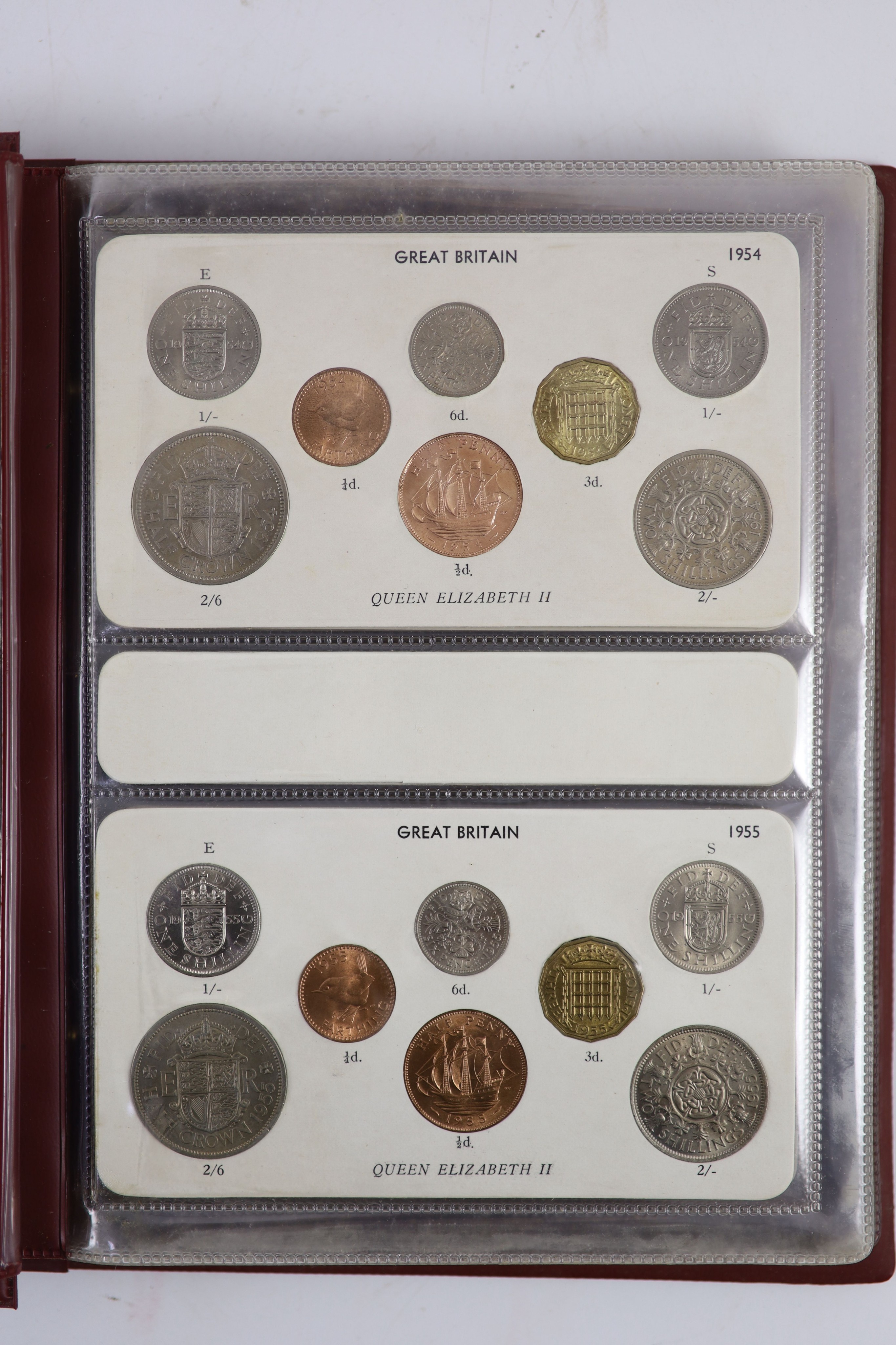 Queen Elizabeth II pre-decimal specimen coin sets for 1953 - 1967, first and second issues, all EF/ - Image 8 of 34