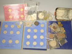 A collection of Queen Elizabeth II coin year sets, 1970-1976, a George V 1928 part maundy set, 1d,