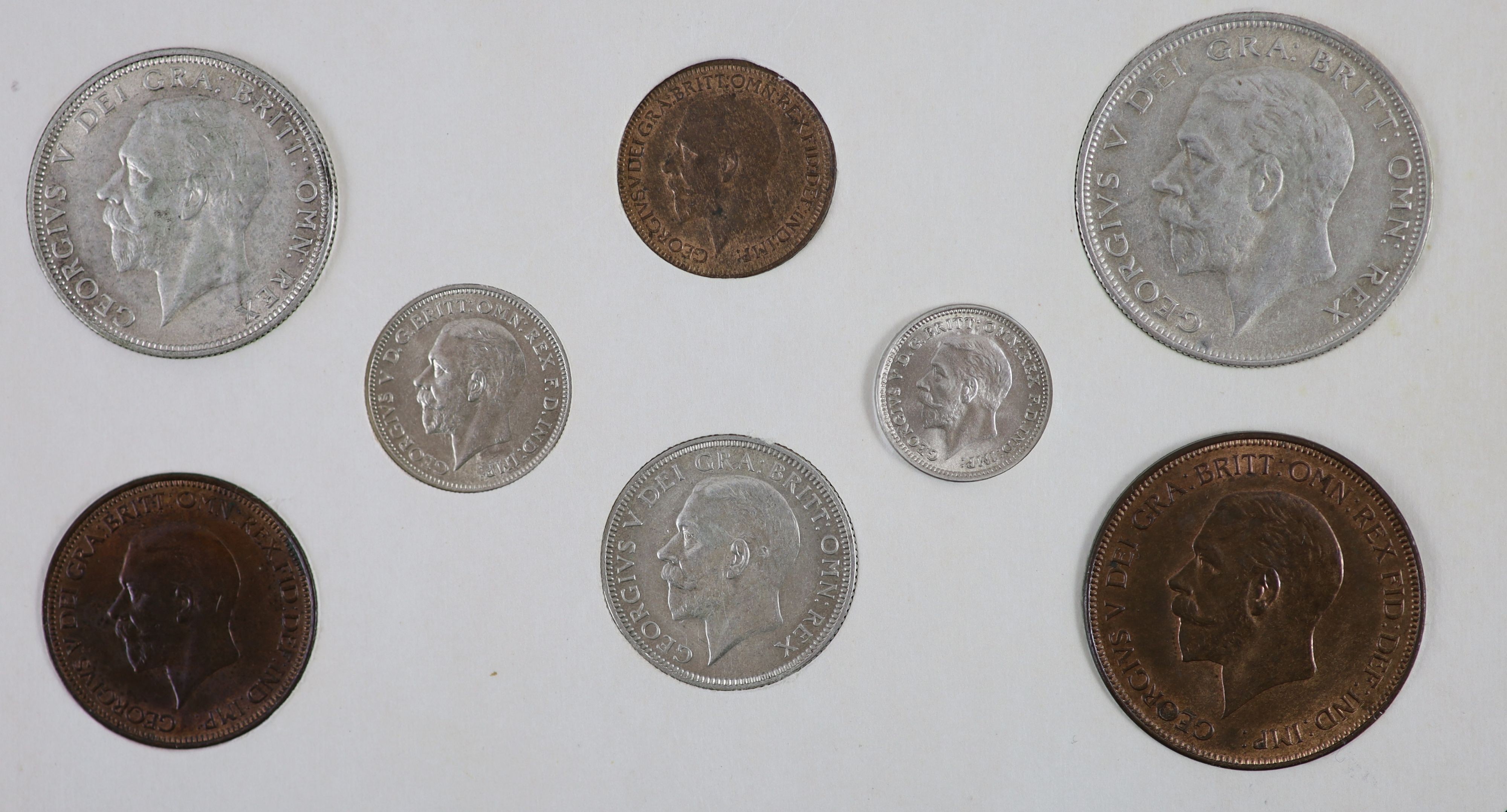 A George V specimen set of nine coins, 1932, fourth coinage, comprising Crown, (S4036), cleaned - Image 4 of 6