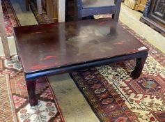 A modern Chinese rectangular low lacquered coffee / occasional table, length 90cm, depth 60cm,