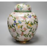 A Chinese cloisonne enamel jar and cover, early 20th century 25cm