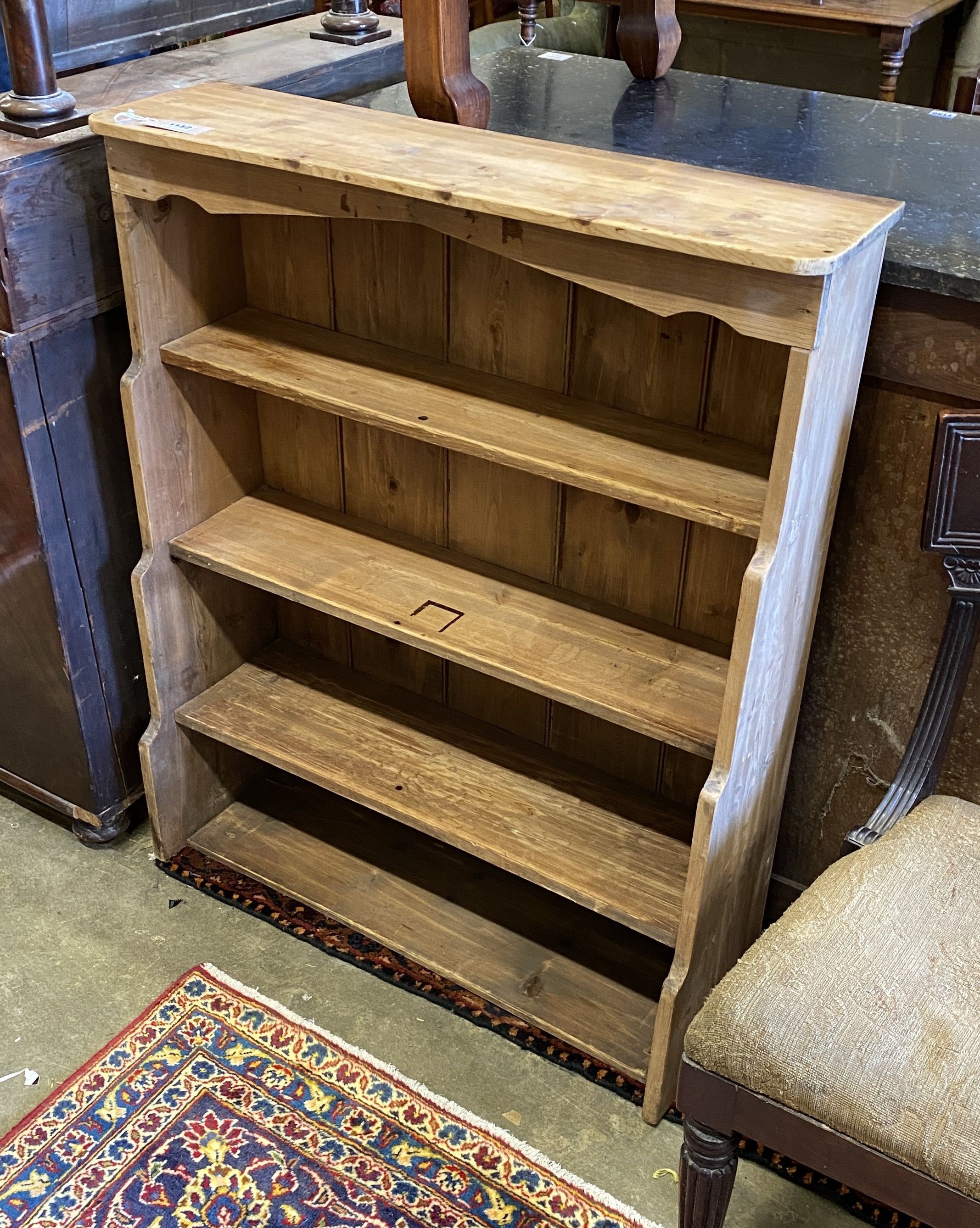 A Victorian pine open bookcase, width 83cm, depth 27cm, height 100cm - Image 2 of 2