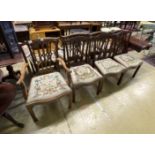 A set of eight Edwardian George III style mahogany dining chairs, two with arms