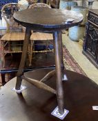 A late 18th / early 19th century circular burr elm and ash cricket table, diameter 60cm, height