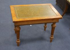 A Victorian bird's eye maple veneered leather-topped rectangular topped occasional table (ex bidet),