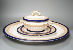 A Royal Worcester vitreous part dinner service, and a Doulton Burslem basin, 44cm