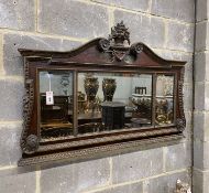 A George II style parcel gilt mahogany overmantel mirror, width 119cm, height 78cm