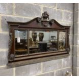 A George II style parcel gilt mahogany overmantel mirror, width 119cm, height 78cm