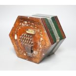 A rosewood cased Jabez Austin rosewood 48 button concertina