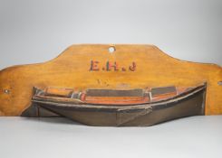A painted wood half-block boat model ‘E.H.J’ 53.5cm