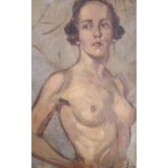 Ellis Silas (1885-1972), oil on canvas, Female nude, 42 x 27cm