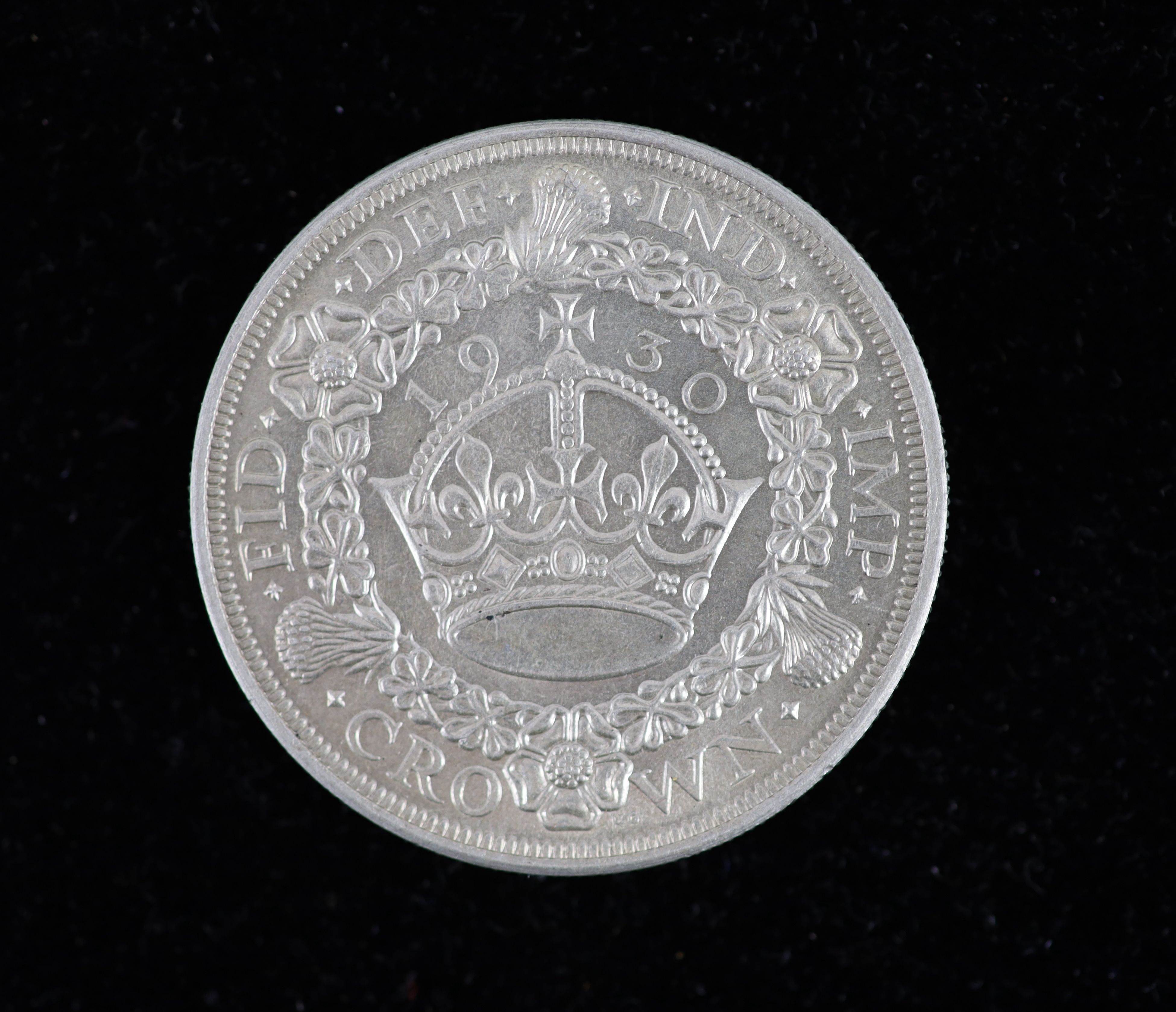 A George V Crown, 1930 (S4036), fourth coinage, cleaned otherwise about EF - Image 2 of 3