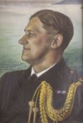 English School 1940, pastel, Portrait of a naval officer, indistinctly signed, 57 x 38cm