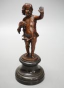 Franz Iffland (German, 1862-1935), bronze of a child holding a Punch puppet, dated 1886 20cm