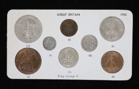 A George V specimen set of eight coins, 1930, fourth coinage,comprising Halfcrown (S4037), cleaned