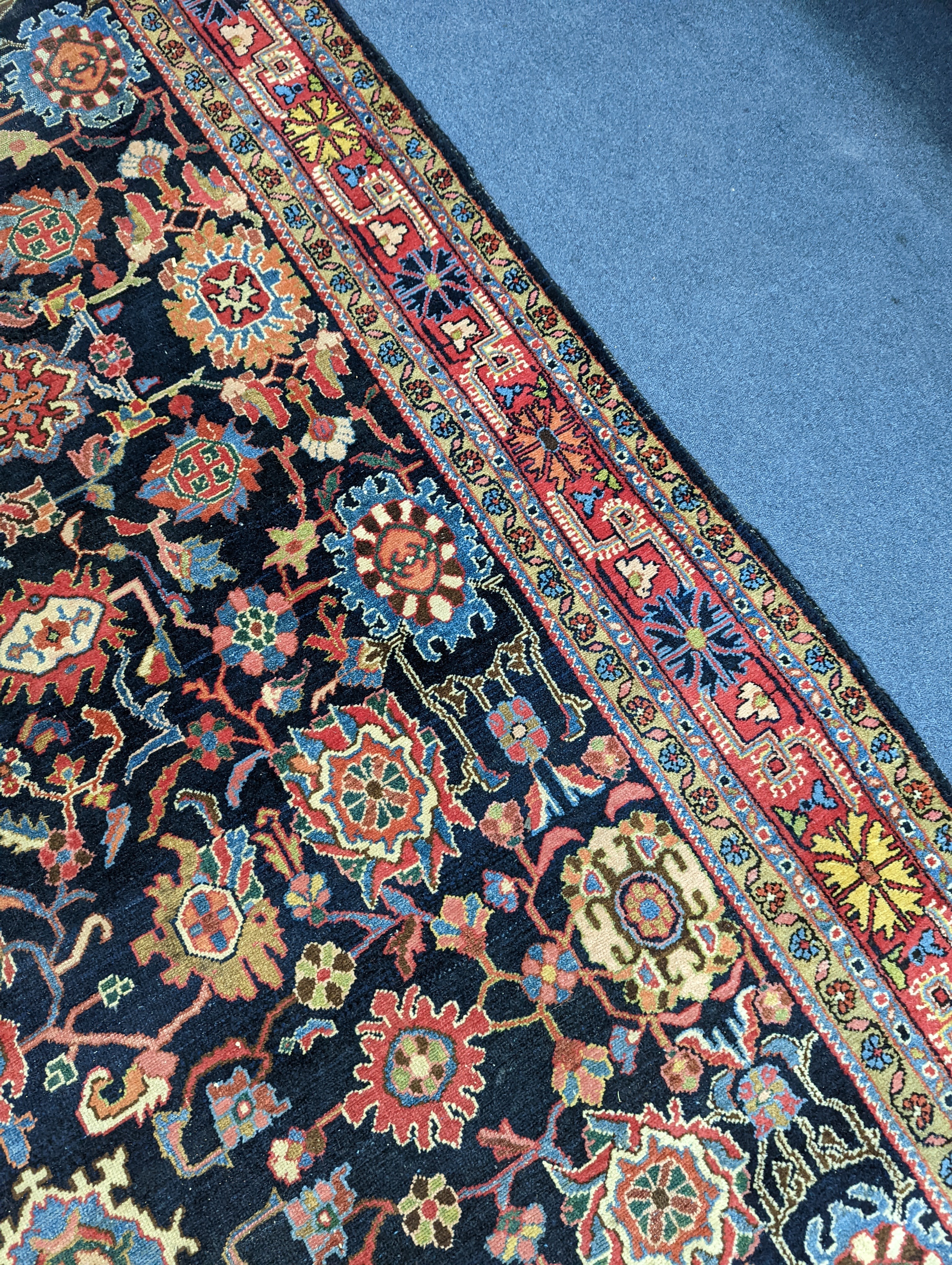 A Heriz / Moghal blue ground carpet, 340 x 206cm - Image 7 of 13