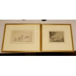 Eileen Alice Soper (1905-1990), etching, Tug of War, signed in pencil, 10 x 17cm and an etching by