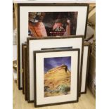 Seven assorted near contemporary colour photographs, largest 48 x 74cm