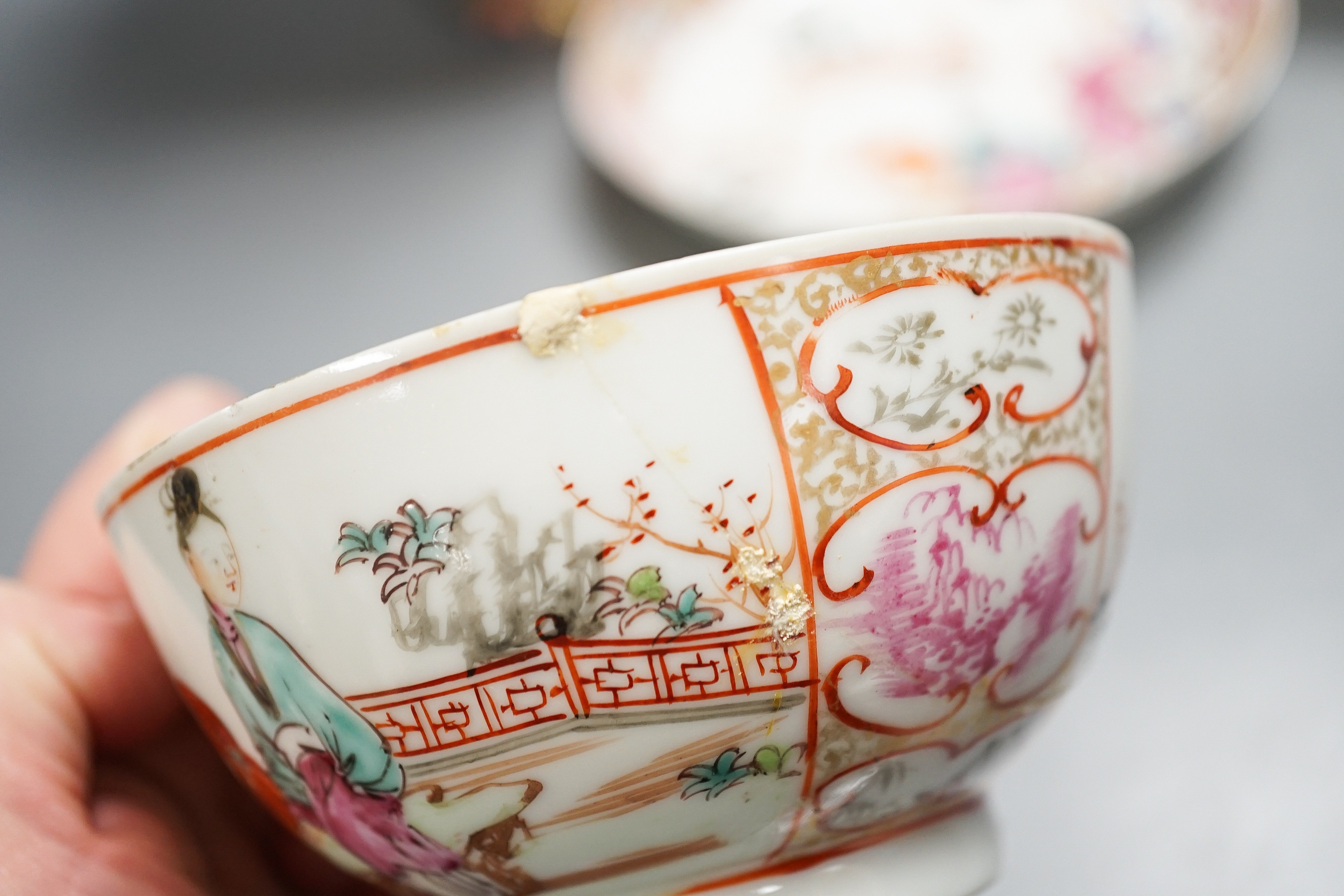 A twin handled Imari palette vase, a Japanese eggshell porcelain footed bowl, together with an - Image 6 of 13